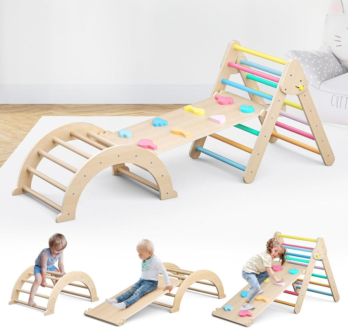 Test du triangle arche montessori 7 en 1 : jouet d'escalade pour enfants