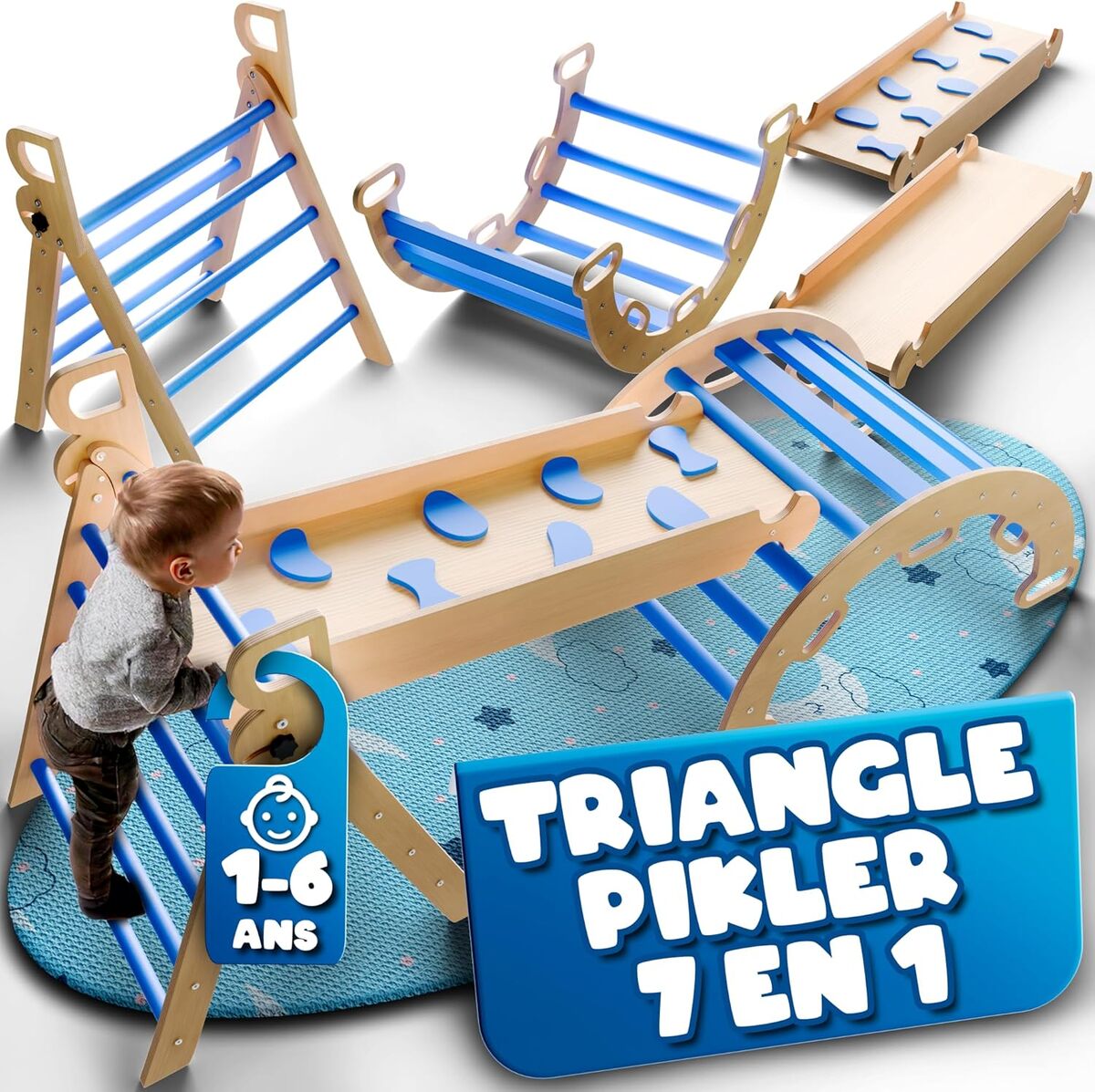 Test du triangle motricité 7 en 1 en bois de hêtre