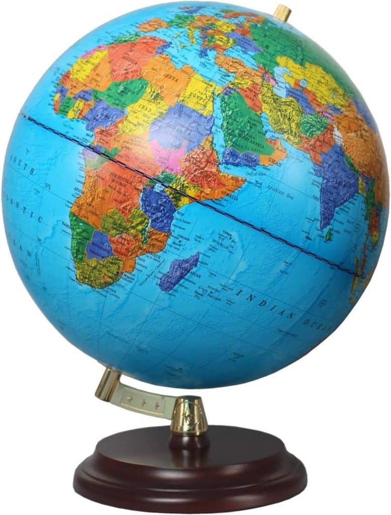 Test globe Magellan Vasa 32 cm : carte politique et pied en bois