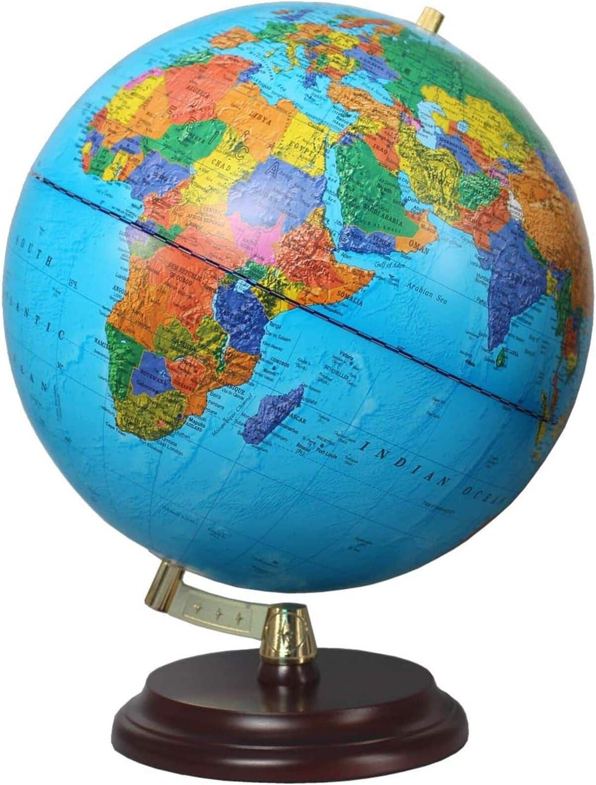 Test globe Magellan Vasa 32 cm : carte politique et pied en bois