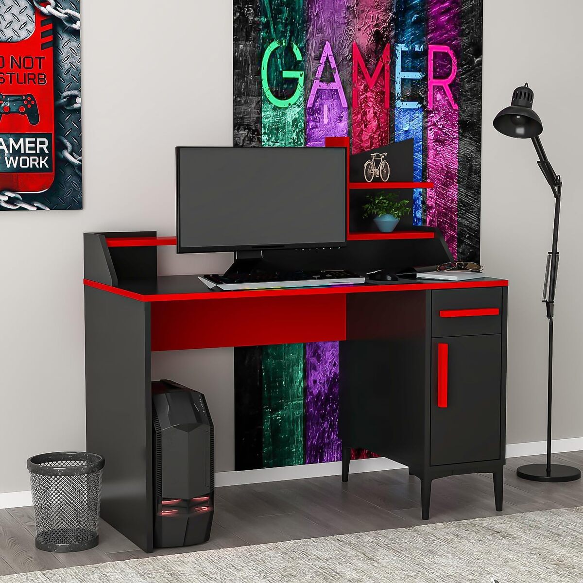 Test du bureau d'ordinateur Homidea Zeta : design moderne noir/rouge