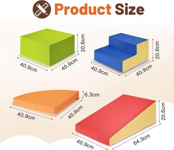 Wilwolfer Parcours Motricité Bébé 6 Pièces: Module Motricité Enfant Cuir PU Blocs Mousse Éducatifs avec Velcro - Jouets Descalade Bébé Structure d'escalade Antidérapante Ensemble d'échelle Double