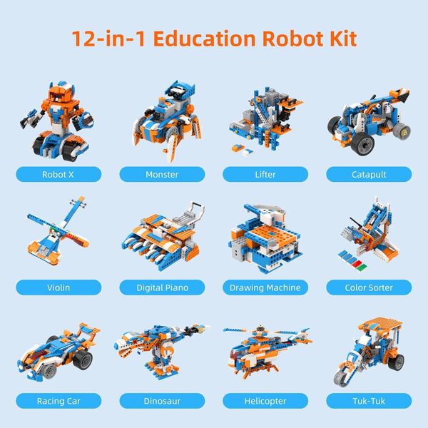 Apitor Robot X - Kit robot STEM - Jouet 12 en 1 - Jouet éducatif à code commandé par application - Kit de programmation pour garçons et filles à partir de 8 ans (600 pièces)