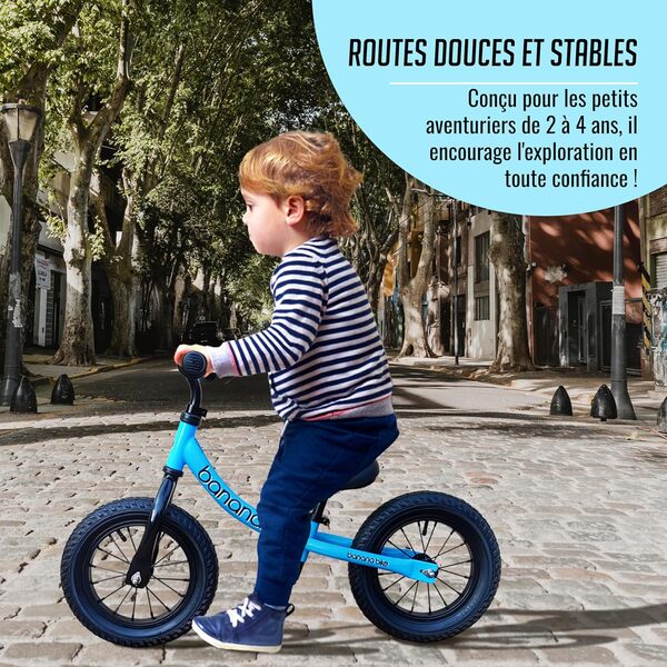 Banana LT Draisienne Enfant - Vélo bébé léger pour garçons et Filles de 2, 3, 4 et 5 Ans - Vélo sans Pédales pour Enfants avec Guidon et siège réglables - Jouet en Aluminium, pneus EVA
