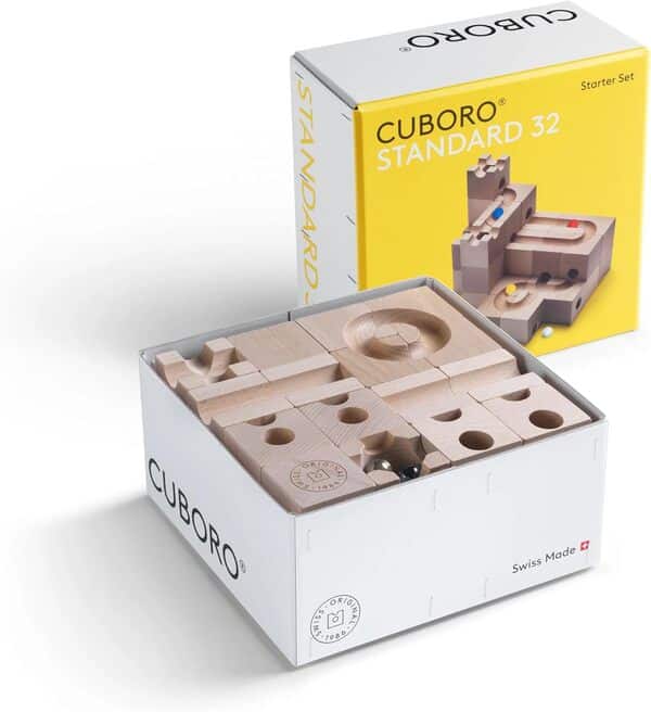 CUBORO Standard 32 - Circuits à Billes, Cubes en Bois, Montessori Bloc de Construction