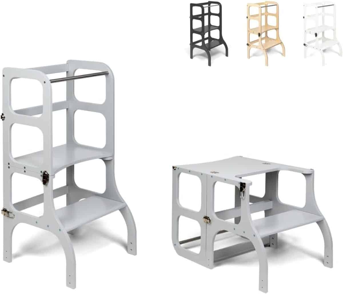 Test : bureau enfant montessori pliable en bois gris