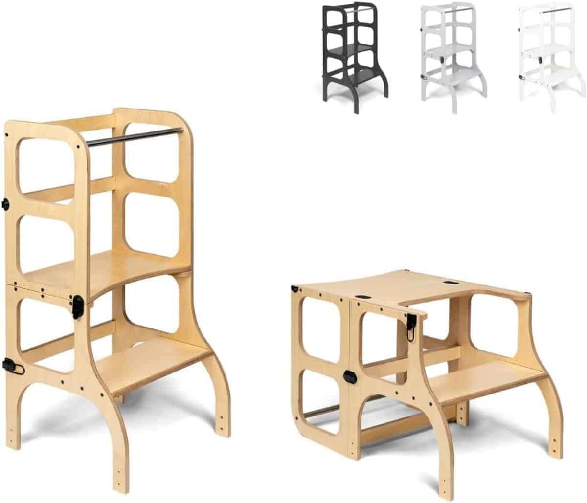 Test : ette Tete STEP'n'Sit® tour d'apprentissage 2 en 1, bois et fermoirs noirs