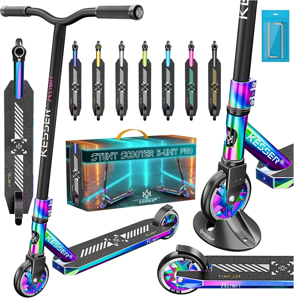 Trottinette Freestyle MEE GOO Pro - Roues Alliage, Roulements ABEC-10, Supporte 100 Kg