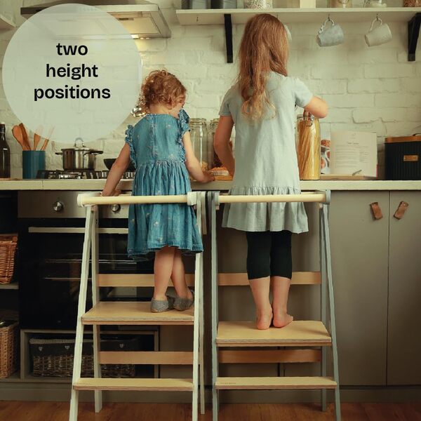 Tour d'observation pour Enfants, Tour Montessori Pliable Réglable en Hauteur sur 2 étages en Bois