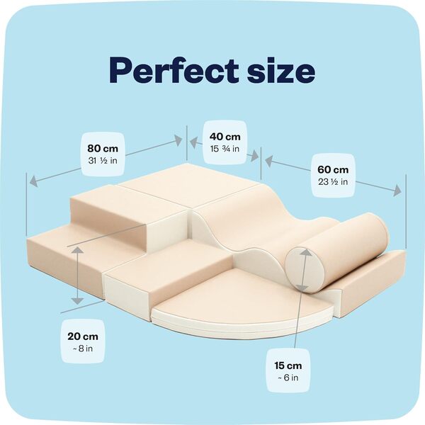 IGLU Soft Play 6 Blocs en Mousse Module Motricité Bébé Parcours Jouets éducatifs (Beige/Blanc)