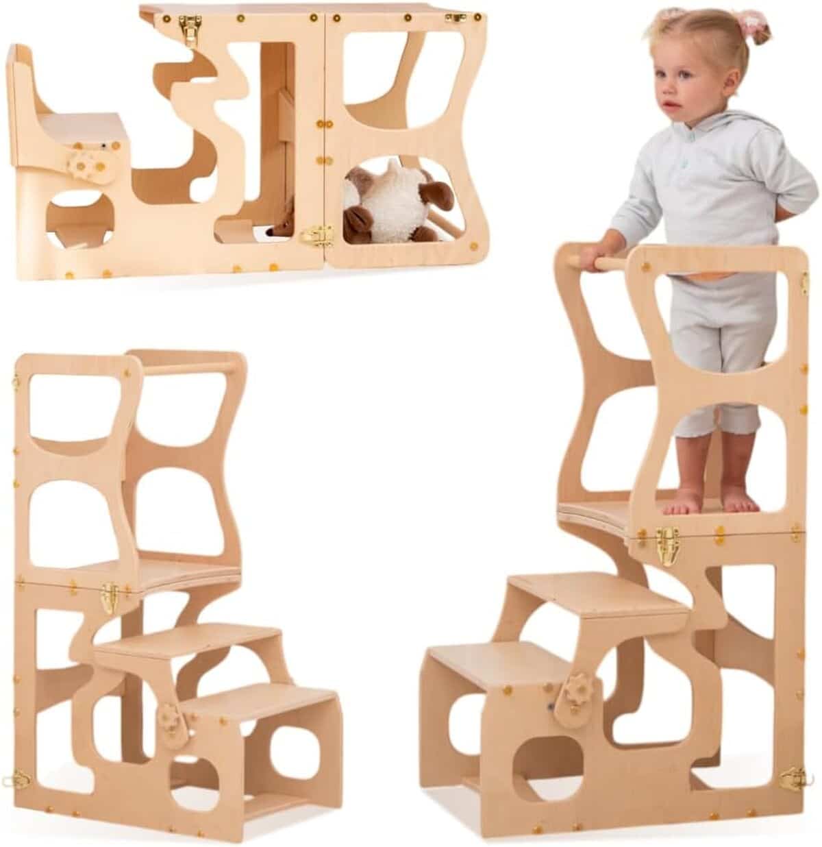 Test de la tour d'observation Montessori WoodandHearts : pratique et pliable