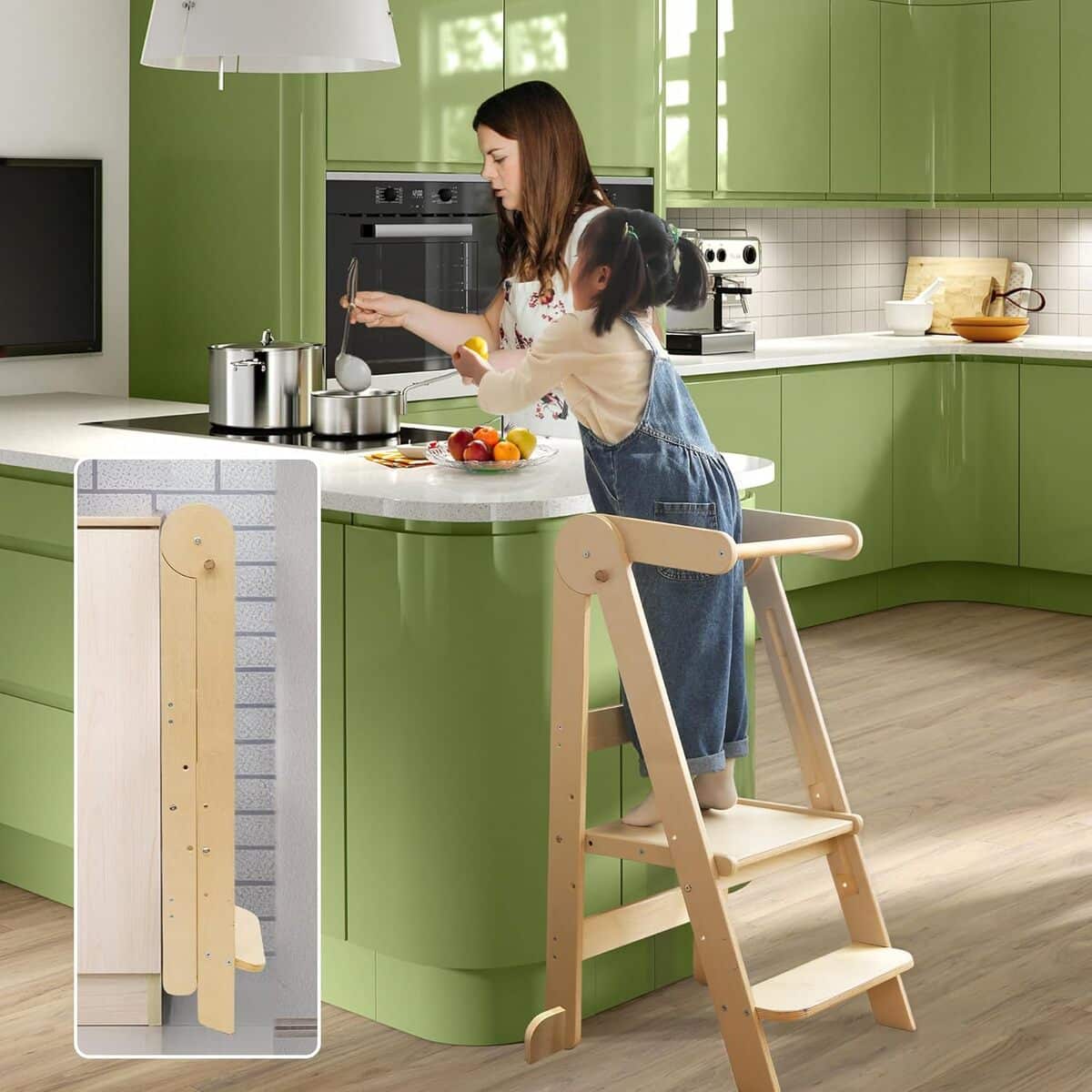 Test du tabouret pliable Montessori : tour debout réglable enfants