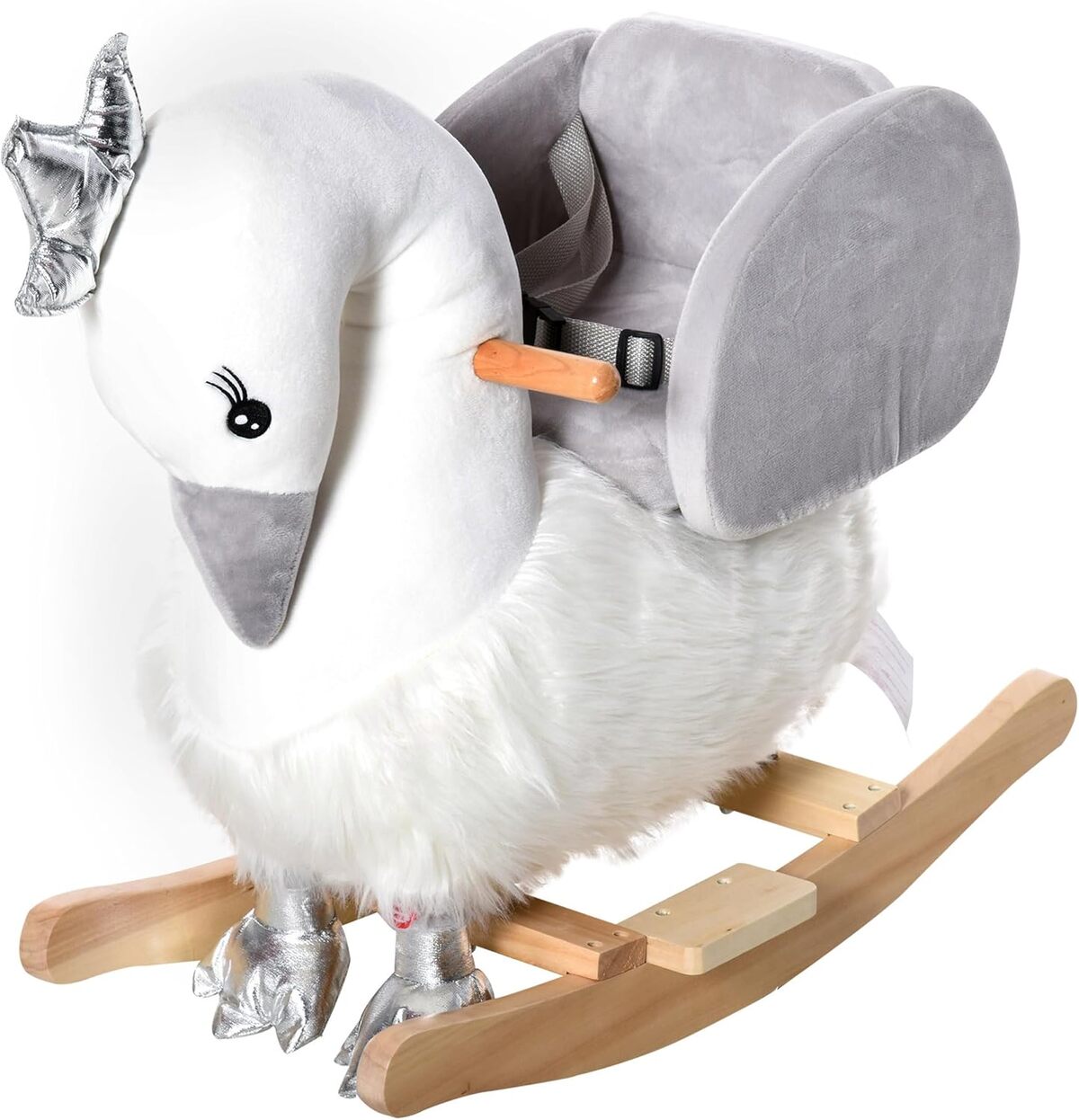 Cheval à bascule pour enfants - AIYAPLAY - effet sonore, poignée et poupée - peluche - 71 x 26 x