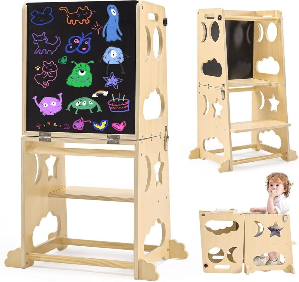 Test : tabouret 4 en 1 pour tout-petits avec rails de sécurité