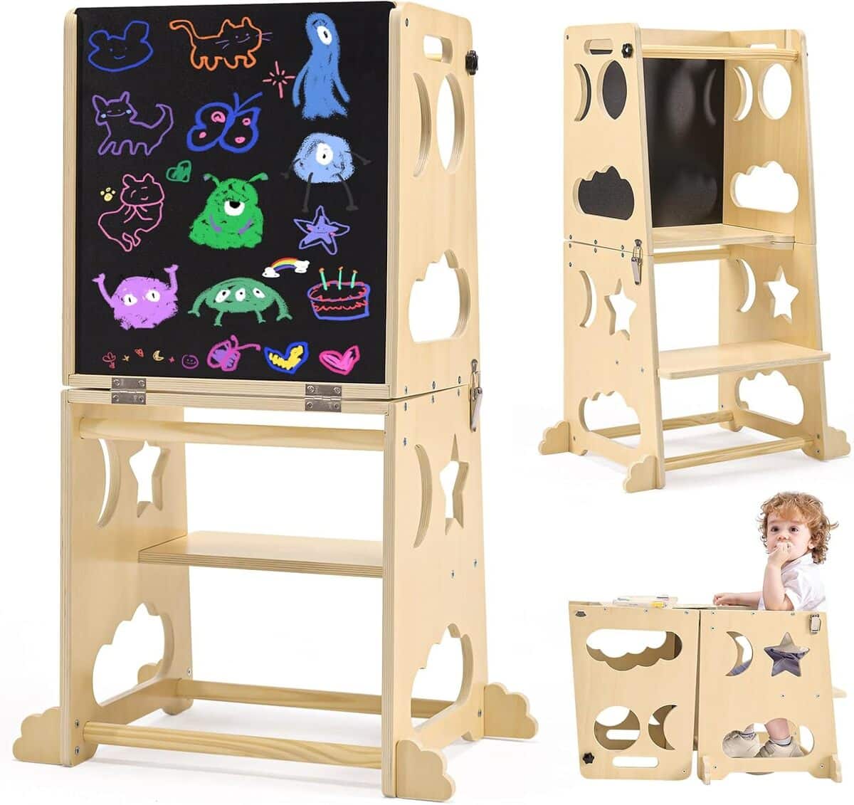 Test : tabouret 4 en 1 pour tout-petits avec rails de sécurité