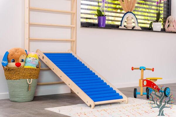 WoodsCraft Montessori Toboggan Interieur Enfant pour Triangle Escalade, Échelle à Grimper | Glissière à Rouleaux pour Expérience Sensorielle Étonnante | Toboggan Enfant & Bebe (Medium)