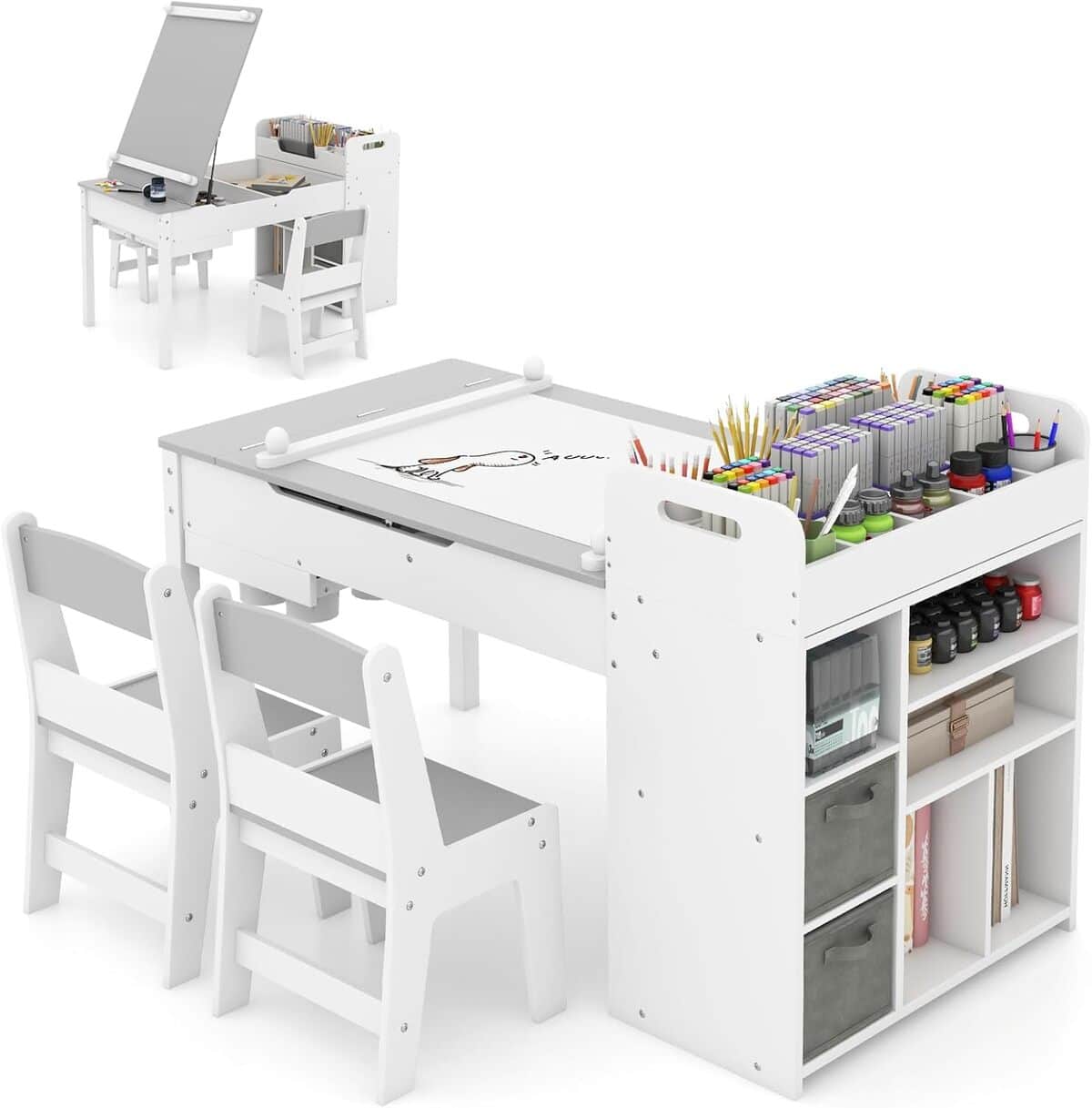 Test : table enfant 3 en 1 GOPLUS avec chaises et chevalet