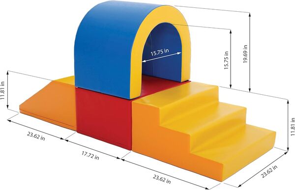 IGLU Soft Play 4 XXL Modules de Motricité Modules en Mousse Escalier Toboggan (Multicolor)