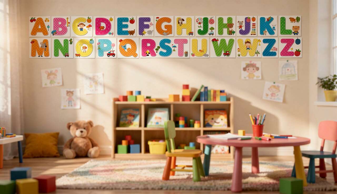 Frise d'alphabet colorée pour enfants : activités ludiques et éducatives