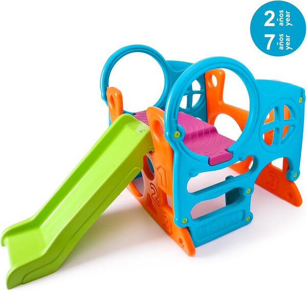 FEBER - Centre d'Activités avec Toboggan, Couleurs Résistantes à la Lumière du Soleil et à la Température, Robuste et Facile à Assembler, Poids 13 kg, pour 2 Ans et Plus, Famosa (800010247)