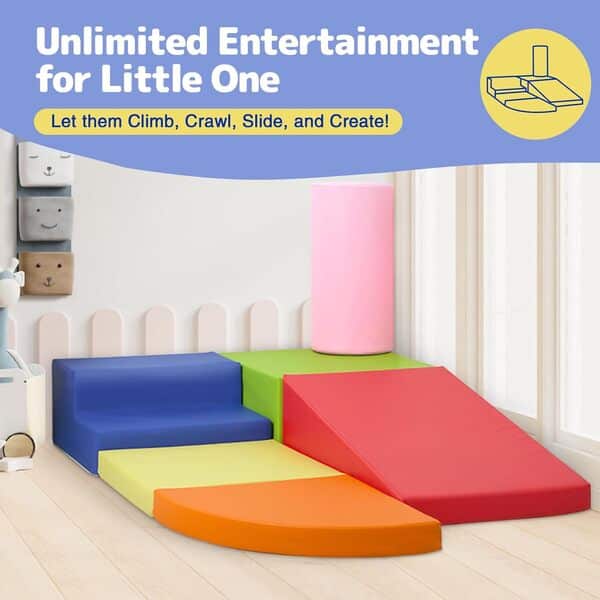 Parcours Motricité Bébé 6 Pièces: Module Motricité Enfant Cuir PU Blocs Mousse Éducatifs - Jouets Descalade Structure d'escalade Antidérapante Ensemble Cylindre