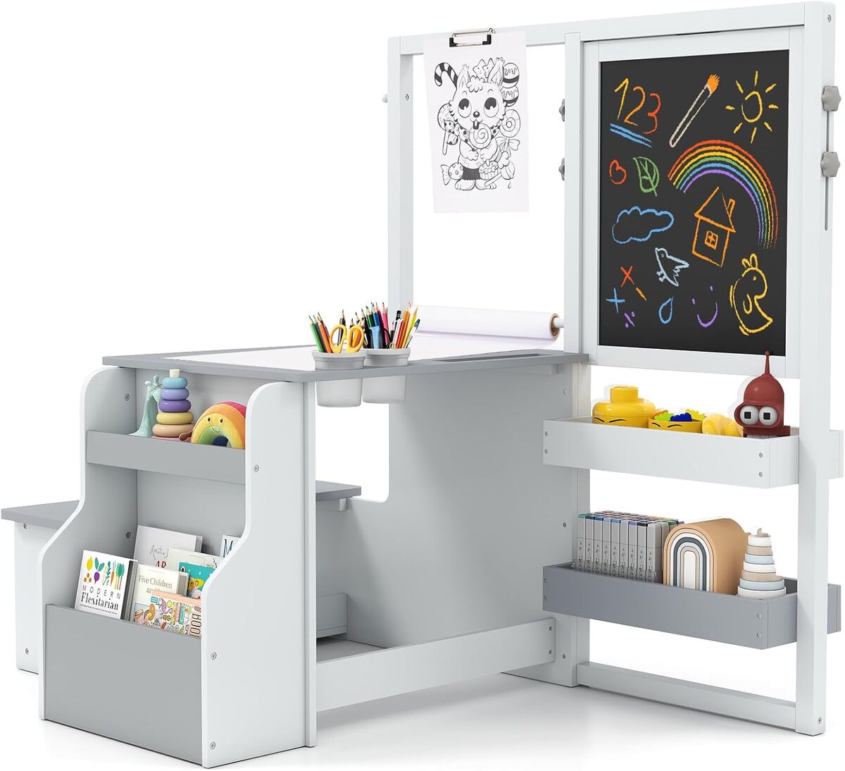 Test : bureau multifonction enfant Goplus gris clair