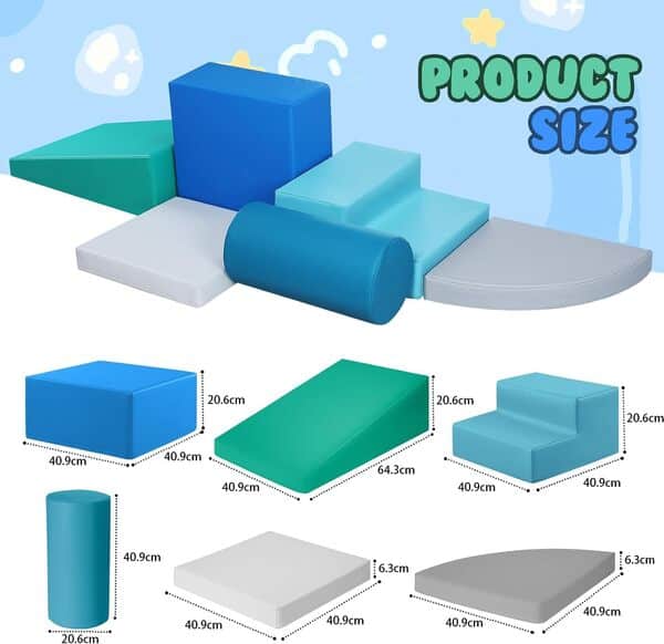 Parcours Motricité Bébé 6 Pièces: Module Motricité Enfant Cuir PU Blocs Mousse Éducatifs - Jouets Descalade Structure d'escalade Antidérapante Ensemble Cylindre