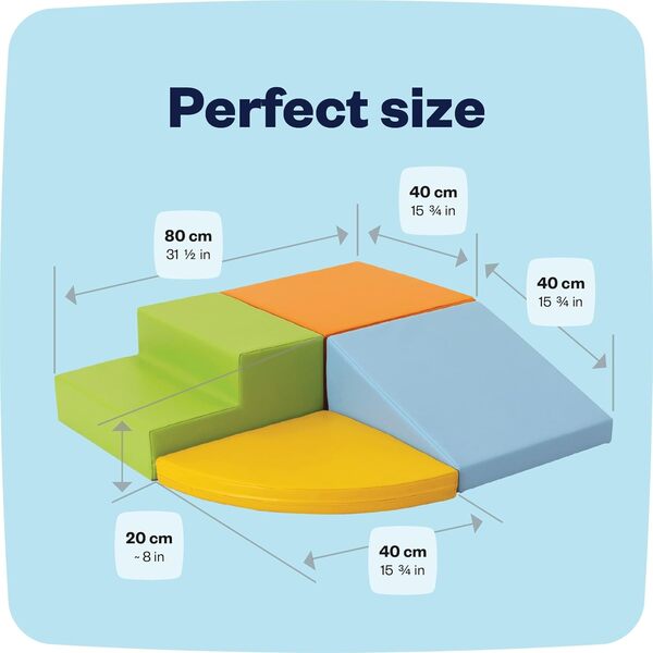 IGLU Soft Play 4 XL Modules de Motricité Modules en Mousse Blocs de Construction Jouets éducatifs (Couleurs claires)