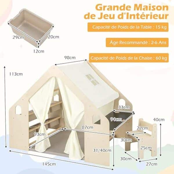 Découvrez notre analyse détaillée de la cabane de jeu Goplus 6 en 1 en bois pour enfants : un espace ludique offrant créativité et exploration en toute sécurité