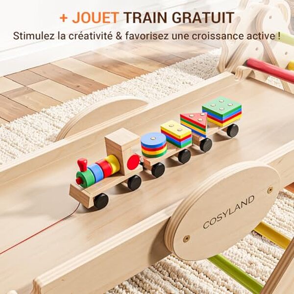 Découvrez l'équipement ludique idéal pour stimuler la créativité et la motricité des enfants grâce au triangle d'escalade cosyland 8-en-1.