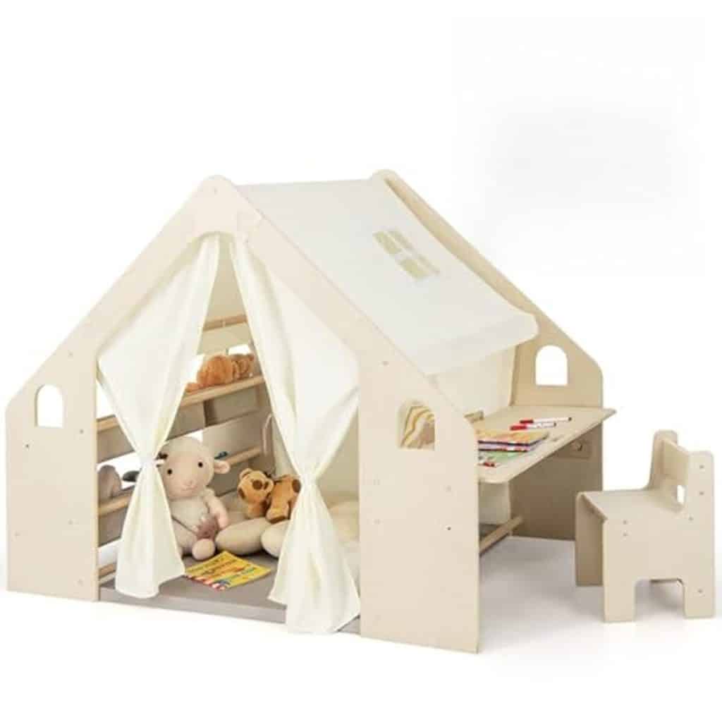 Test de la cabane de jeu Goplus 6 en 1 en bois pour enfants