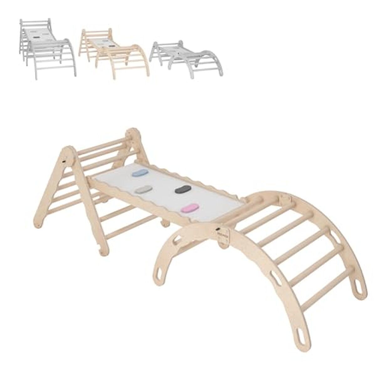 Test du set MAMOI : triangle, arche et toboggan en bois