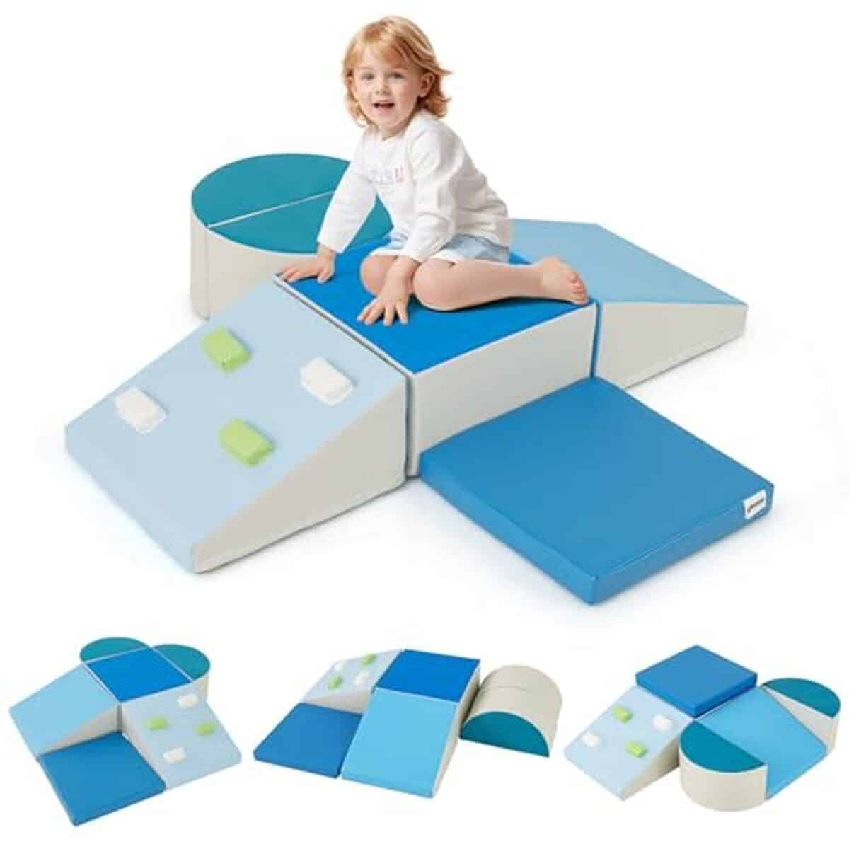 Test : parcours motricité bébé bleu costway 6pcs en mousse