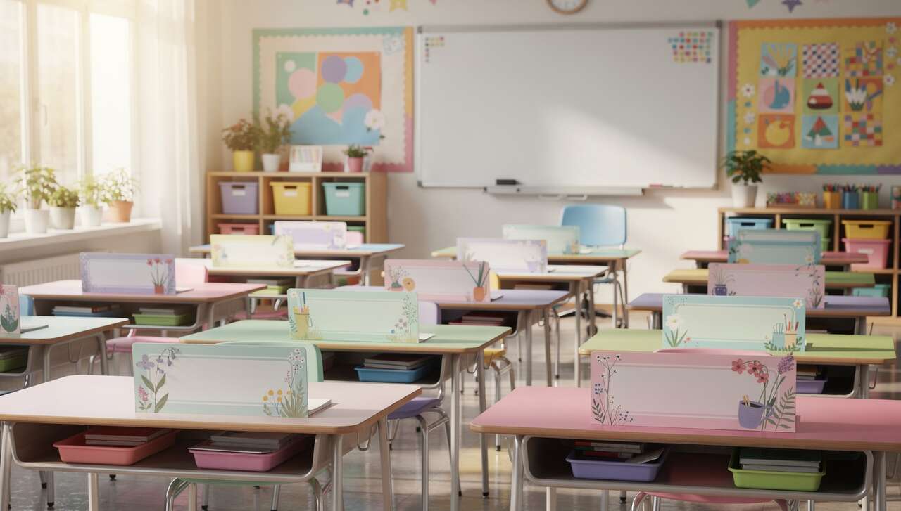 Étiquettes prénom fleuries pour la rentrée