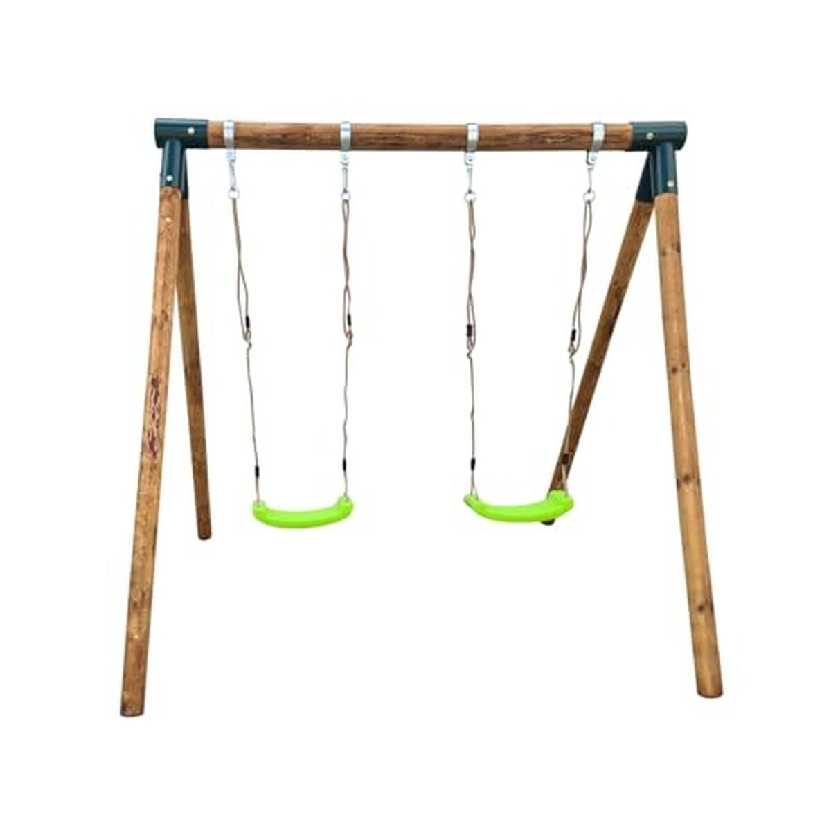 Test : balançoire double KABA Masgames, structure compacte en bois traité